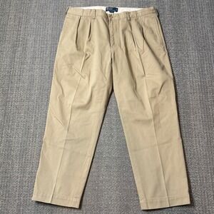 Polo Ralph Lauren Ethan Pleated‎ Chino Pants Mens 38x30 Khaki Preppy Office